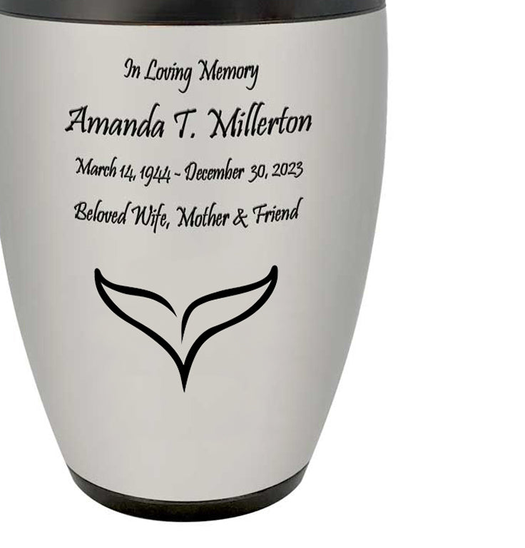 Whale's Tail Medallion Cremation Urn - Ocean Memorial Adult Urn - Tribute Wreath™ - Pro Personalization - Burial Vault Option