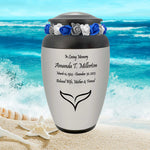 Whale's Tail Medallion Cremation Urn - Ocean Memorial Adult Urn - Tribute Wreath™ - Pro Personalization - Burial Vault Option