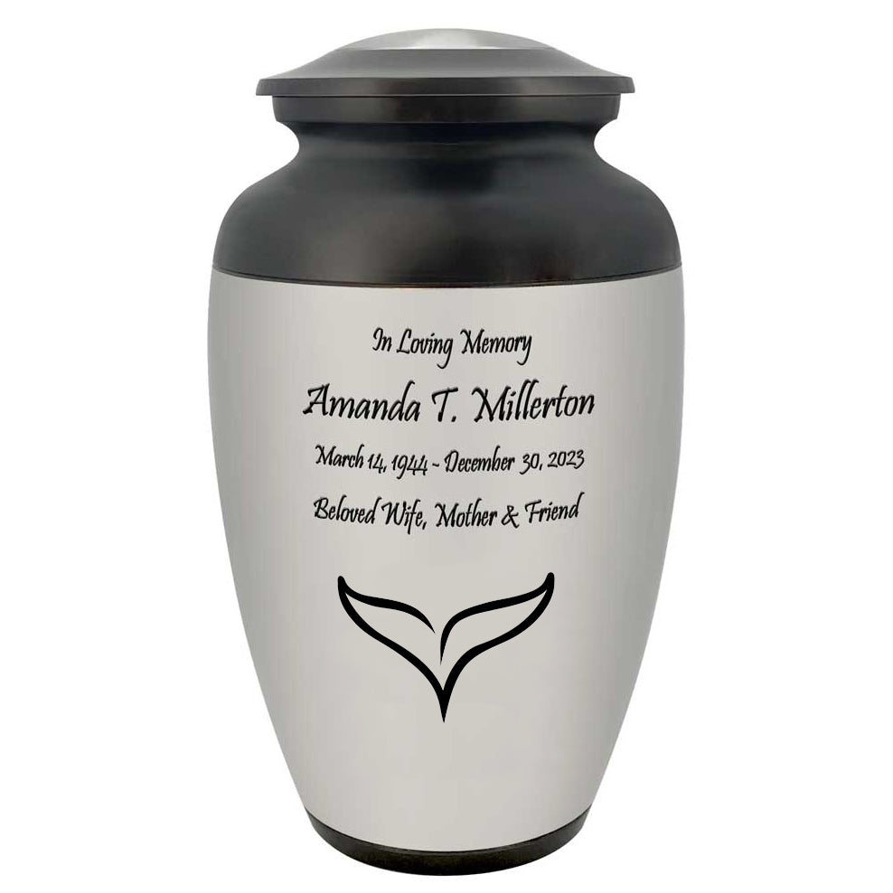 Whale's Tail Medallion Cremation Urn - Ocean Memorial Adult Urn - Tribute Wreath™ - Pro Personalization - Burial Vault Option