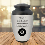 8 Ball Pewter Adult Cremation Urn - Tribute Wreath™ - Pro Personalization - Burial Vault Option