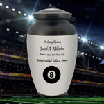 8 Ball Pewter Adult Cremation Urn - Tribute Wreath™ - Pro Personalization - Burial Vault Option