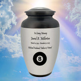 8 Ball Pewter Adult Cremation Urn - Tribute Wreath™ - Pro Personalization - Burial Vault Option