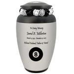 8 Ball Pewter Adult Cremation Urn - Tribute Wreath™ - Pro Personalization - Burial Vault Option