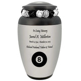 8 Ball Pewter Adult Cremation Urn - Tribute Wreath™ - Pro Personalization - Burial Vault Option