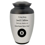 8 Ball Pewter Adult Cremation Urn - Tribute Wreath™ - Pro Personalization - Burial Vault Option