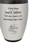 Dinosaur Tyrannosaurus Rex Medallion Cremation Urn  - Tribute Wreath™ - Pro Personalization - Burial Vault Option
