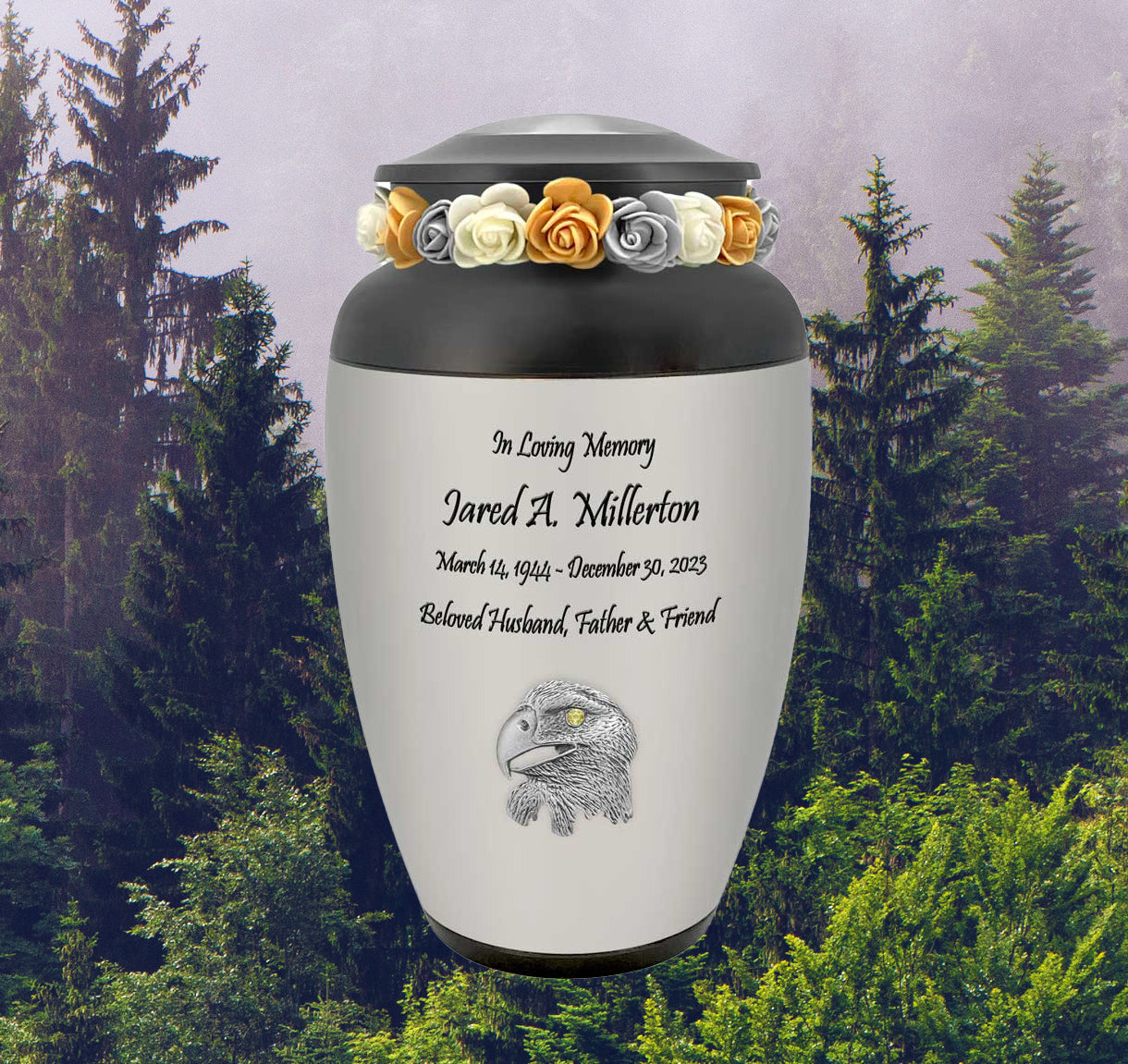 Eagle Head Adult Cremation Urn - Bald Eagle American - Tribute Wreath™ - Pro Diamond Engraving
