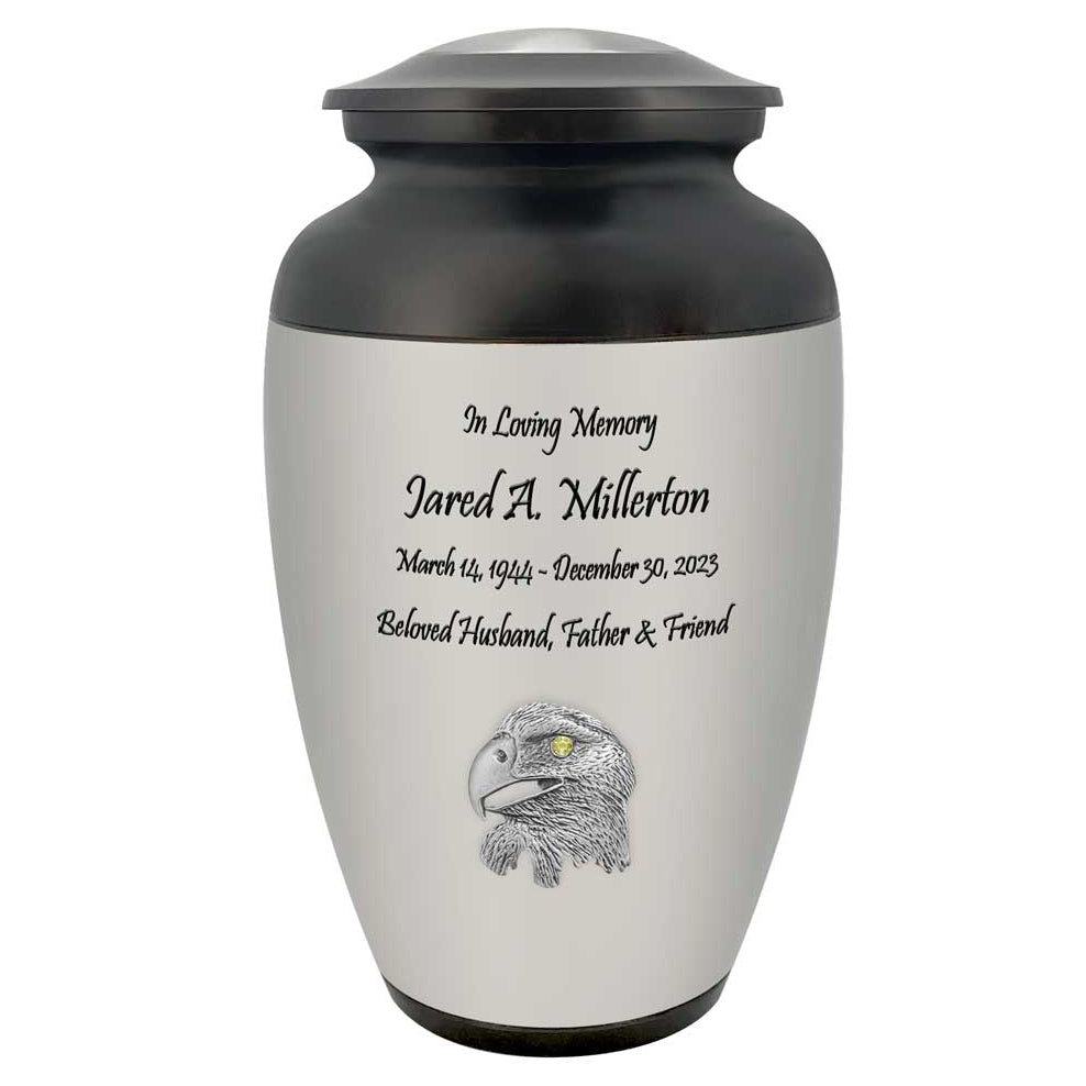 Eagle Head Adult Cremation Urn - Bald Eagle American - Tribute Wreath™ - Pro Diamond Engraving