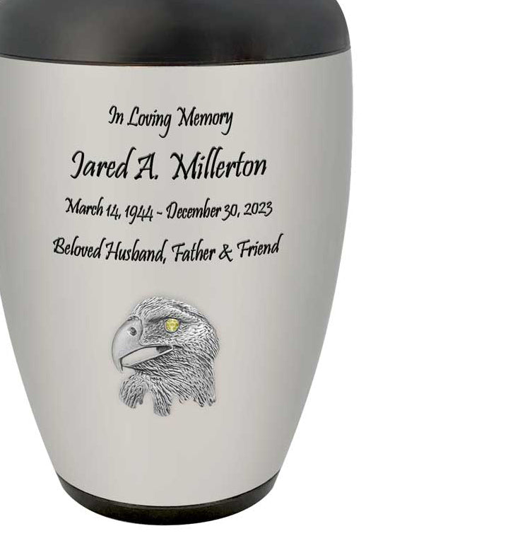 Eagle Head Adult Cremation Urn - Bald Eagle American - Tribute Wreath™ - Pro Diamond Engraving