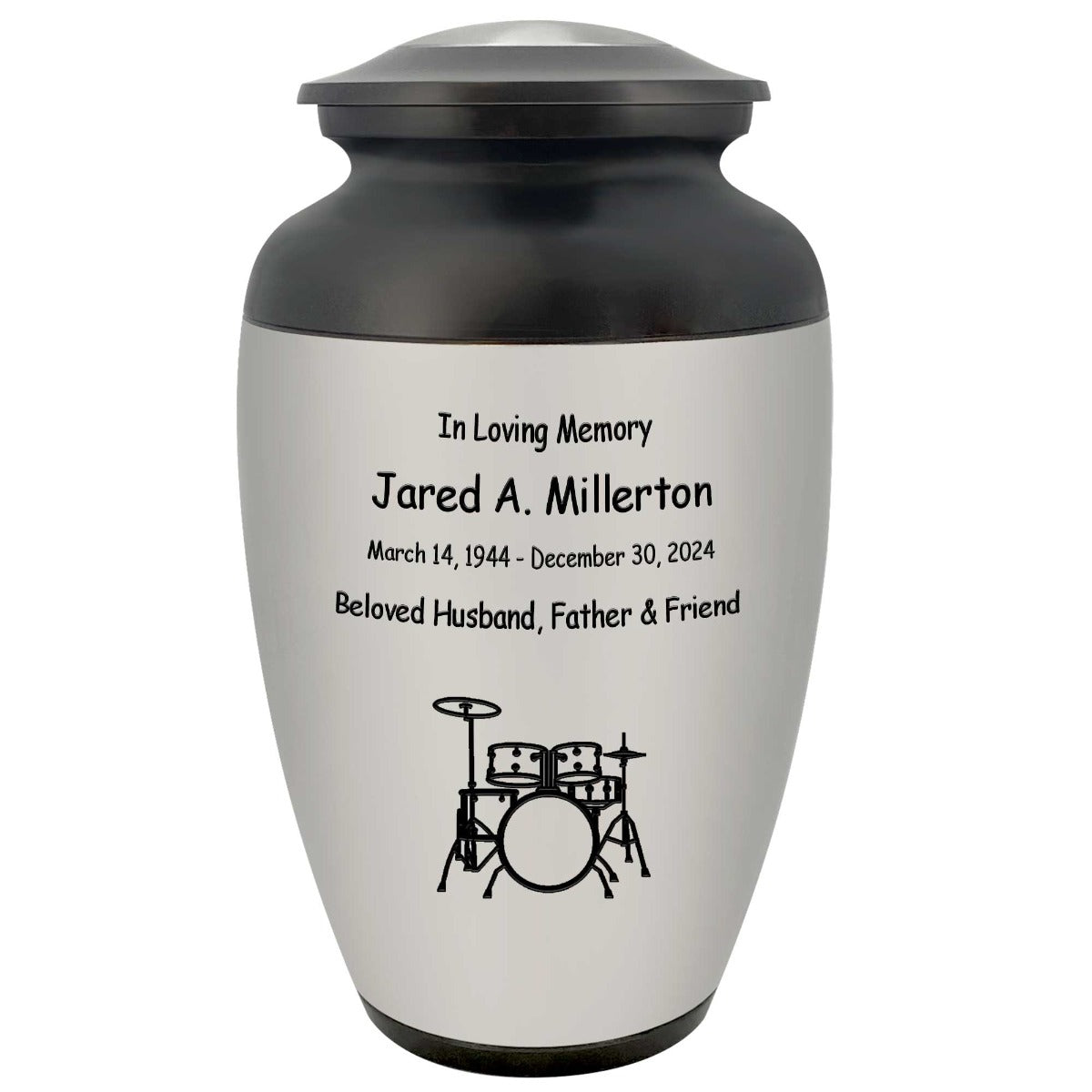Drum Set Adult Cremation Urn - Adult Drummer Memorial - Tribute Wreath™ - Pro Personalization - Burial Vault Option
