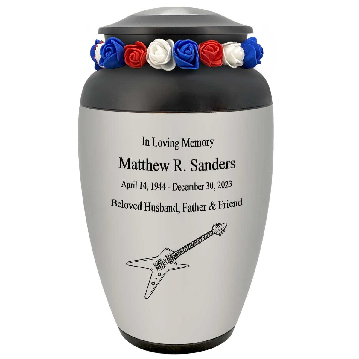 Electric Guitar Adult Cremation Urn - Tribute Wreath™ - Pro Personalization - Burial Vault Option