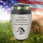 Spirited Horse Adult Cremation Urn - Tribute Wreath™ - Pro Personalization - Burial Vault Option