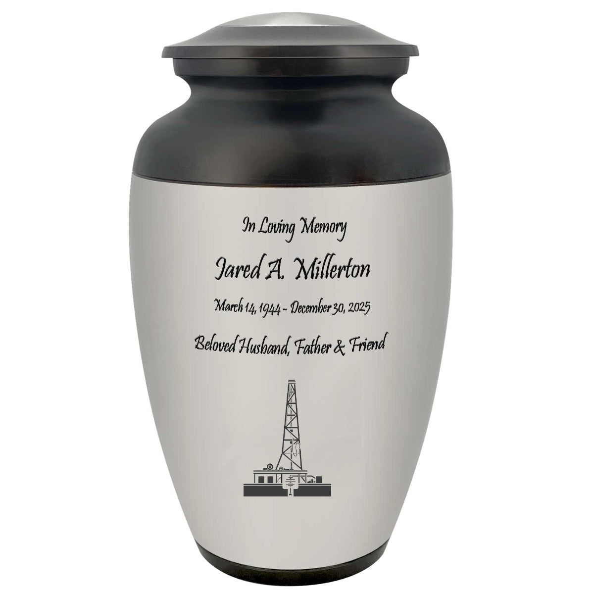 Oil Derrick Adult Cremation Urn - Large Oil Industry Urn - Tribute Wreath™ - Pro Personalization - Burial Vault Option