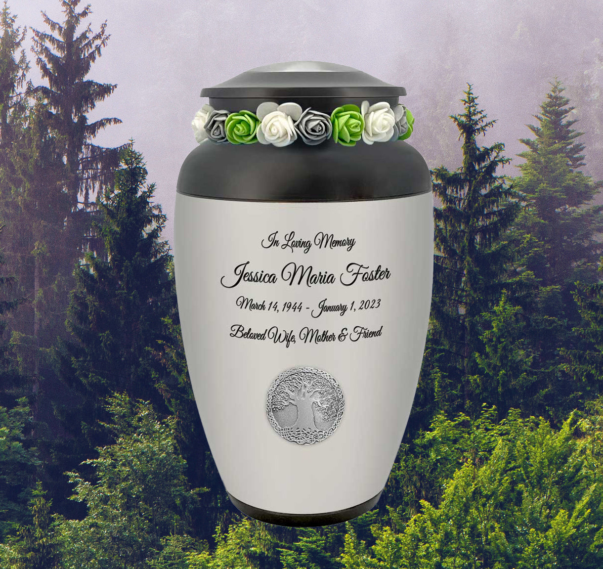 Tree of Life Medallion Adult Cremation Urn - Genealogist Urn  - Tribute Wreath™ - Pro Personalization - Burial Vault Option