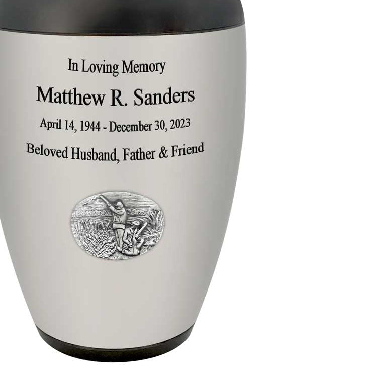 Duck Hunters Medallion Cremation Urn - Tribute Wreath™ - Pro Personalization - Burial Vault Option