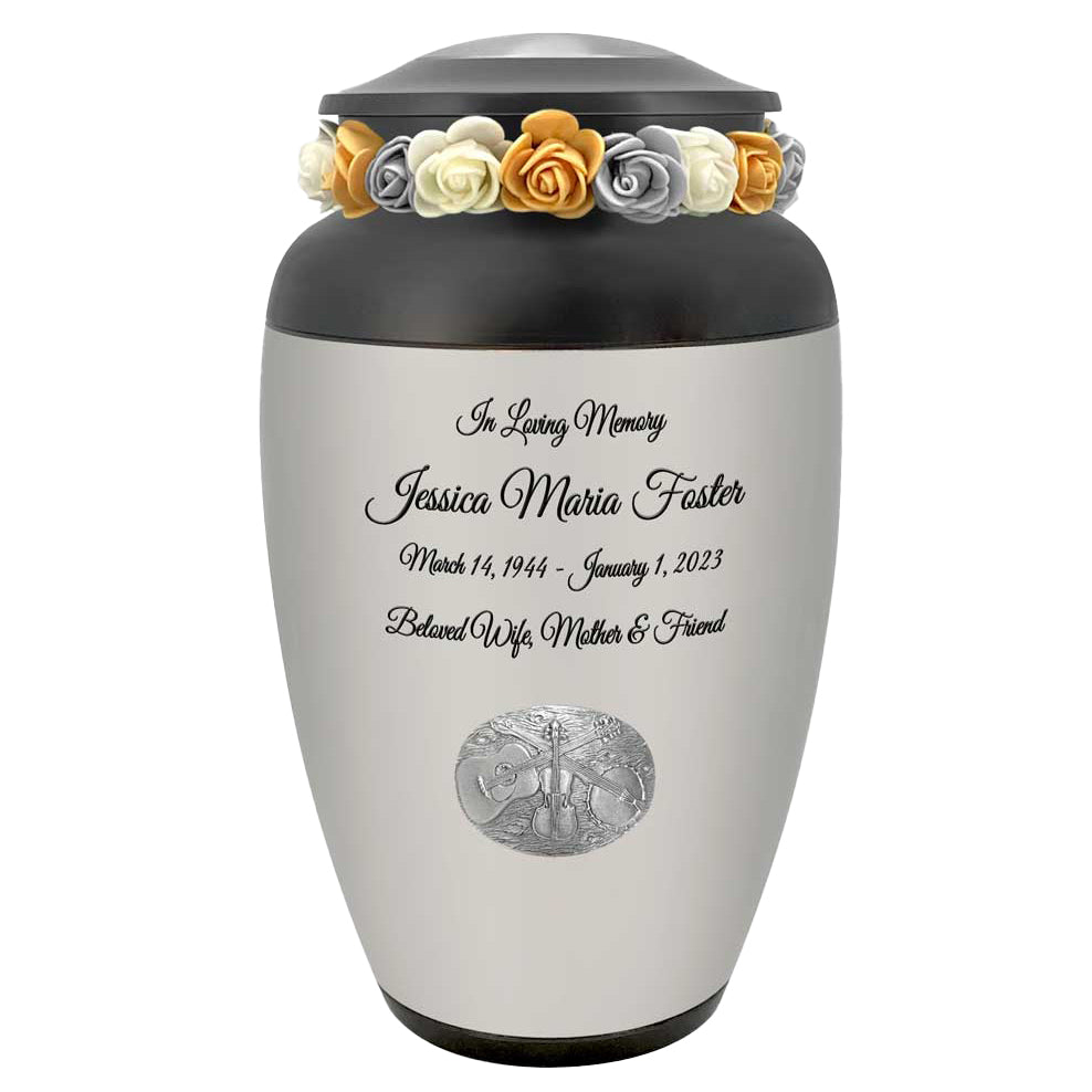 Country Guitars Cremation Adult Urn - Acoustic Guitar and Banjos - Tribute Wreath™ - Pro Personalization - Burial Vault Option