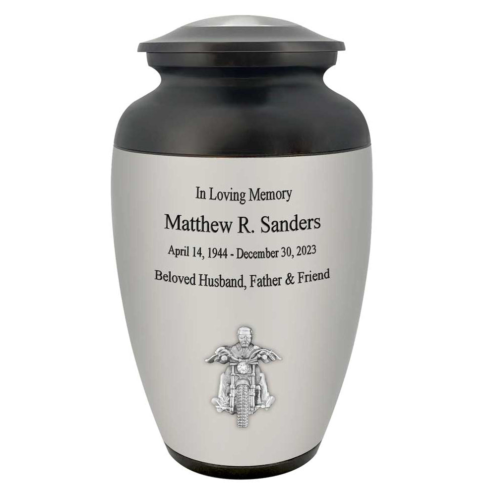 Road Warrior Biker Motorcycle Cremation Urn  - Tribute Wreath™ - Pro Personalization - Burial Vault Option
