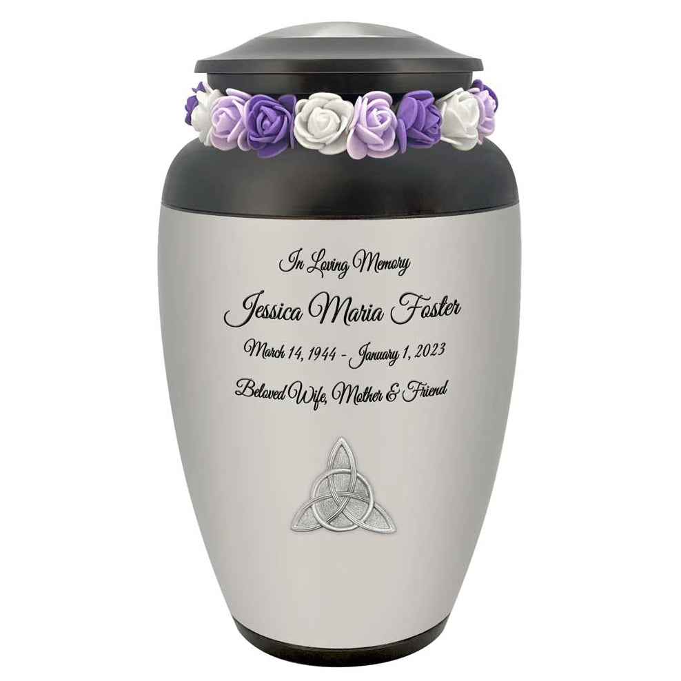 Celtic Trinity Medallion Adult Urn - Personalized Engraving - Tribute Wreath Option