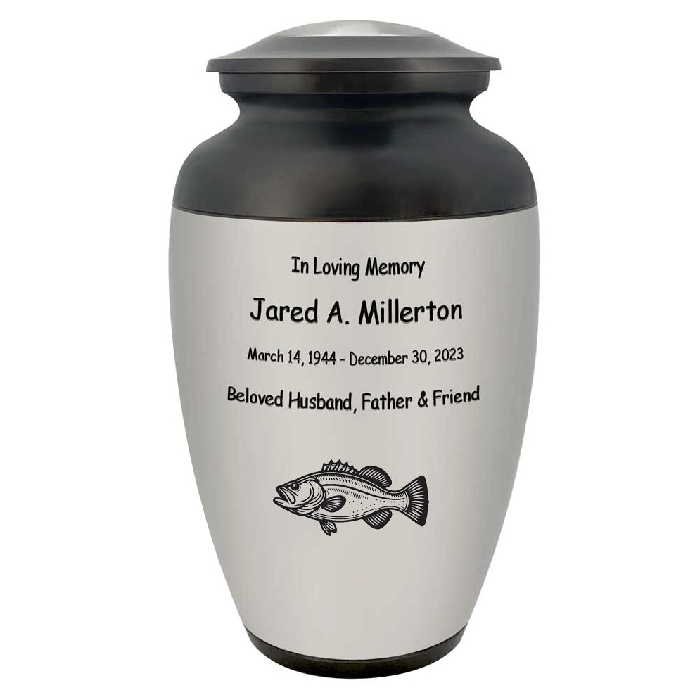 Bass Catching Fishing Adult Cremation Urn - Tribute Wreath™ - Pro Personalization - Burial Vault Option