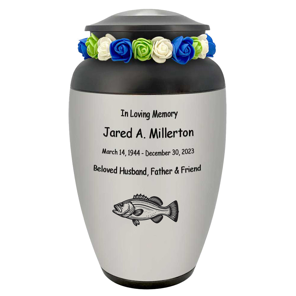 Bass Catching Fishing Adult Cremation Urn - Tribute Wreath™ - Pro Personalization - Burial Vault Option
