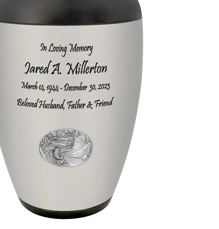 River Fishing Adult Cremation Urn - Fishing Memorial - Tribute Wreath™ - Pro Diamond Engraving