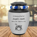 Drum Set Medium Urn - Free Engraving - Holds Half the Ashes of an Adult - Tribute Wreath Option™
