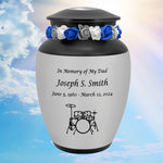 Drum Set Medium Urn - Free Engraving - Holds Half the Ashes of an Adult - Tribute Wreath Option™