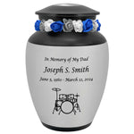 Drum Set Medium Urn - Free Engraving - Holds Half the Ashes of an Adult - Tribute Wreath Option™