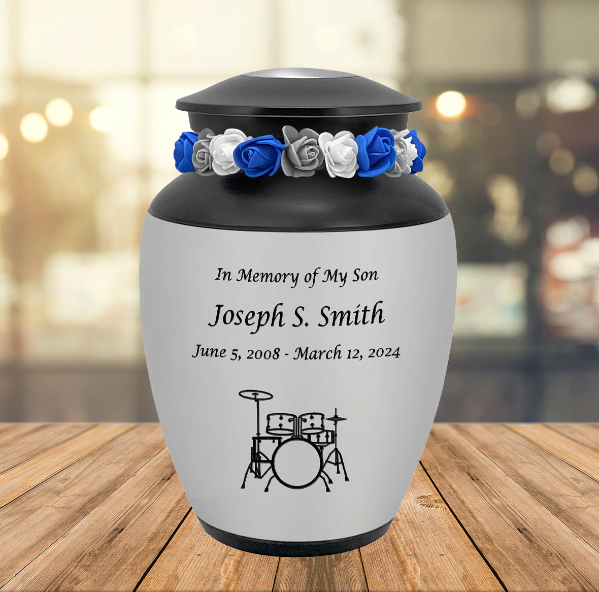 Drum Set Child Urn - Free Engraving - Tribute Wreath Option™