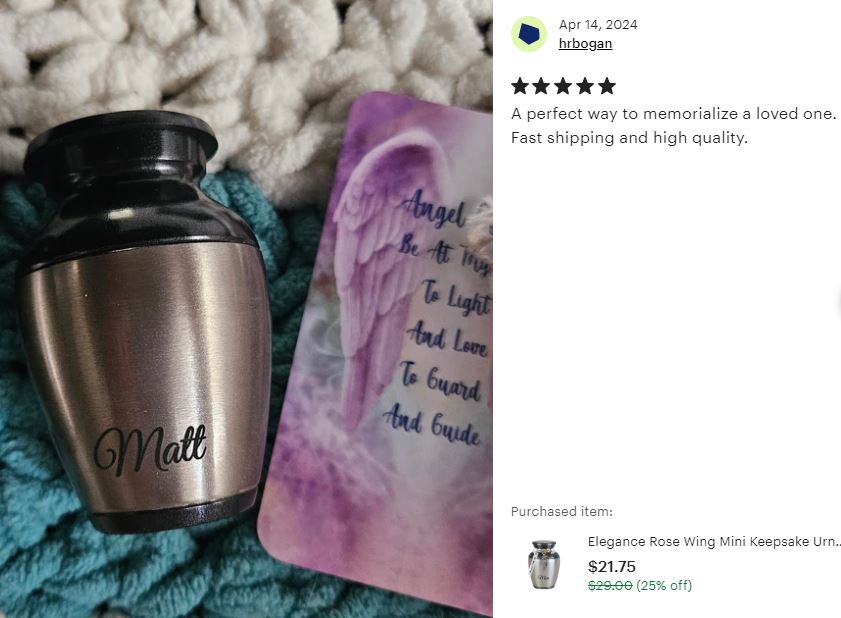 Pewter Keepsake Urn - Love Charms® Option