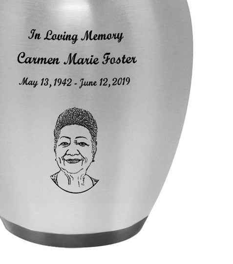 Two Toned Elegance Photo Engraved Medium Urn