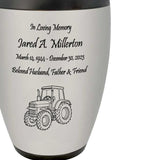 Farmer Tractor Medallion Cremation Urn - Adult Working Farm Tribute - Tribute Wreath™ - Pro Personalization - Burial Vault Option
