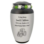 Farmer Tractor Medallion Cremation Urn - Adult Working Farm Tribute - Tribute Wreath™ - Pro Personalization - Burial Vault Option