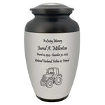 Farmer Tractor Medallion Cremation Urn - Adult Working Farm Tribute - Tribute Wreath™ - Pro Personalization - Burial Vault Option