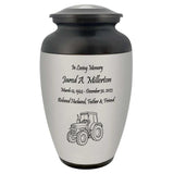 Farmer Tractor Medallion Cremation Urn - Adult Working Farm Tribute - Tribute Wreath™ - Pro Personalization - Burial Vault Option