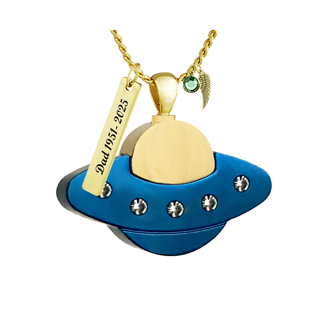 UFO Saucer Gold Ash Jewelry Urn - Love Charms® Option