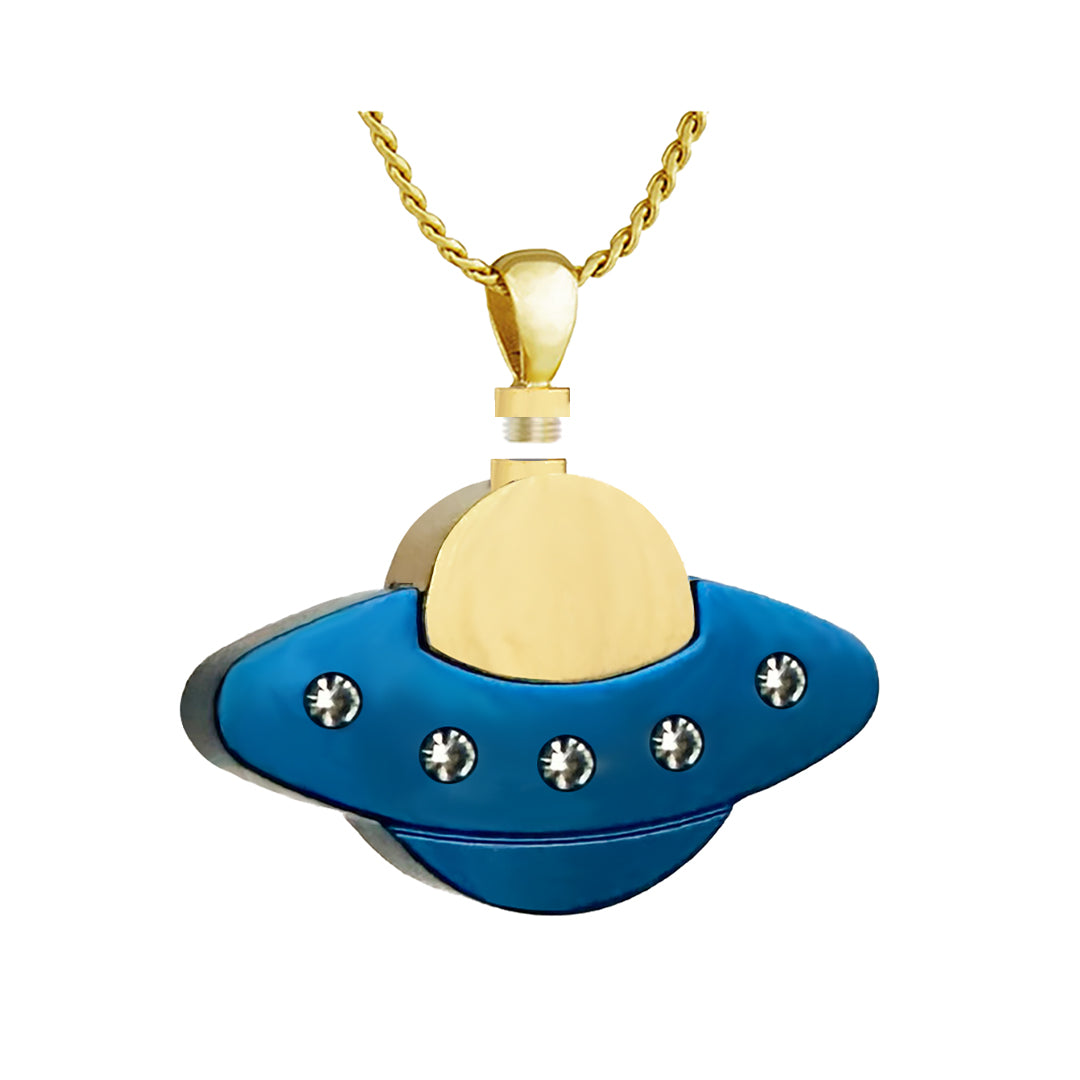 UFO Saucer Gold Ash Jewelry Urn - Love Charms® Option