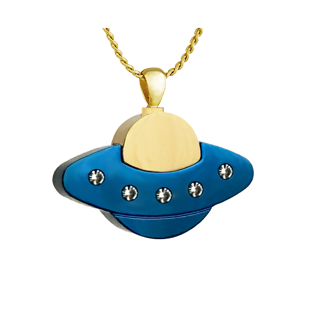 UFO Saucer Gold Ash Jewelry Urn - Love Charms® Option