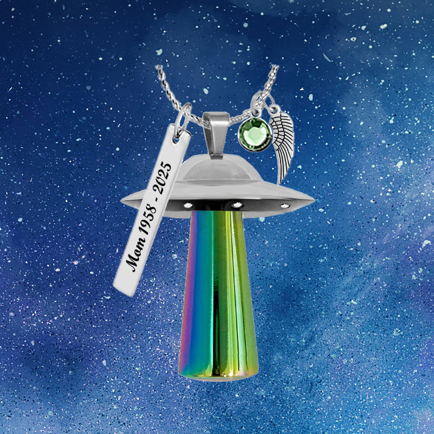 UFO Lights Cremation Ashes Jewelry Urn - Love Charms® Option