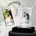 3D Crystal Large Ultra Faceted Portrait Photo - Engraving & Light Base Options