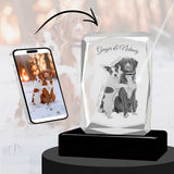3D Crystal Large Ultra Faceted Portrait Photo - Engraving & Light Base Options