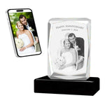 3D Crystal Large Ultra Faceted Portrait Photo - Engraving & Light Base Options
