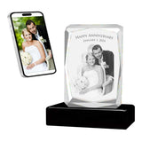3D Crystal Large Ultra Faceted Portrait Photo - Engraving & Light Base Options