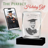 3D Crystal Large Ultra Faceted Portrait Photo - Engraving & Light Base Options