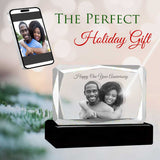 3D Crystal Large Ultra Faceted Landscape Photo - Engraving & Light Base Options