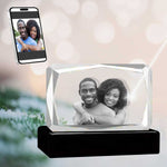 3D Crystal Large Ultra Faceted Landscape Photo - Engraving & Light Base Options