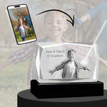 3D Crystal Large Ultra Faceted Landscape Photo - Engraving & Light Base Options