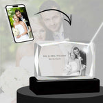 3D Crystal Large Ultra Faceted Landscape Photo - Engraving & Light Base Options