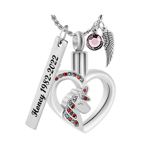 Unicorn Crystals Stainless Ash Urn - Love Charms™ Option