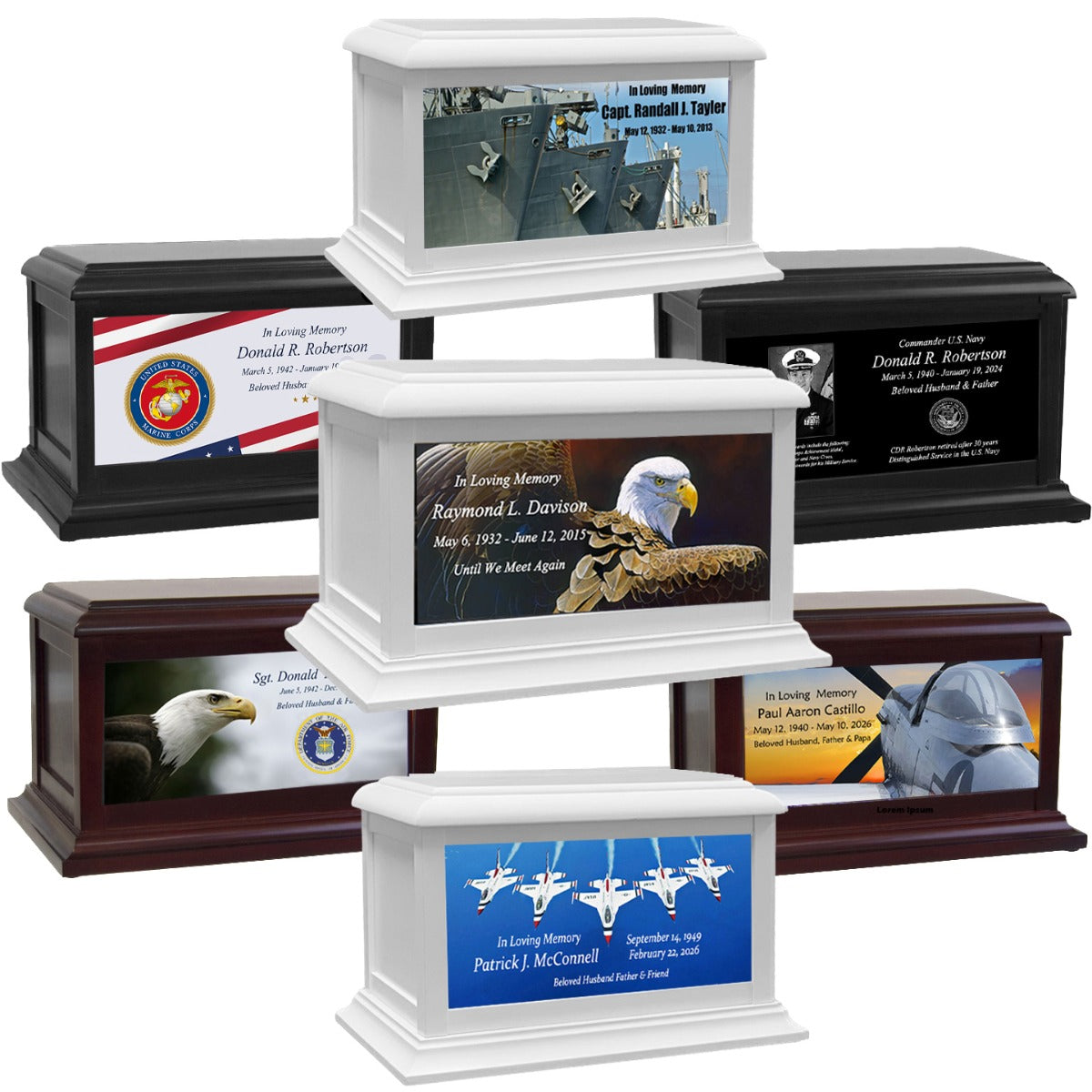 US Armed Forces Army, Navy, Marine, Air Force, Coast Guard Adult or Medium Wood Keep The Memory® Cremation Urn
